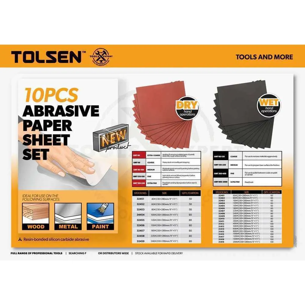 Tolsen Wet & Dry Sheet P1500 (10pk)