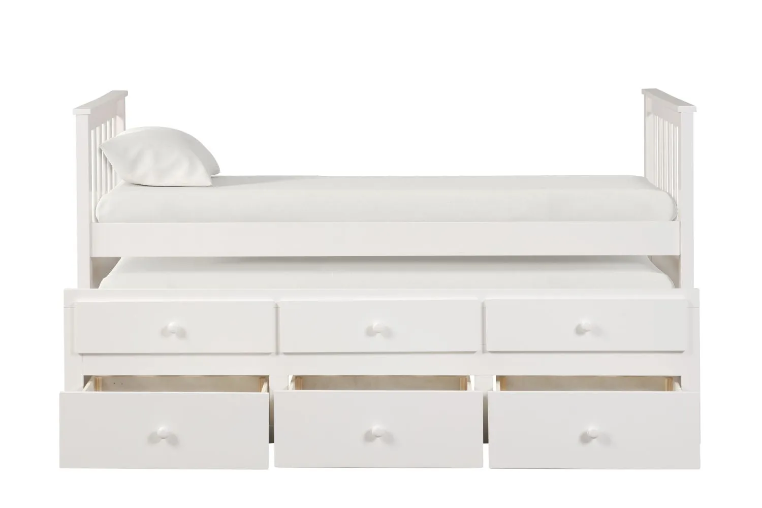 Trudy 3-Piece Twin Captain Bed with Trundle - White