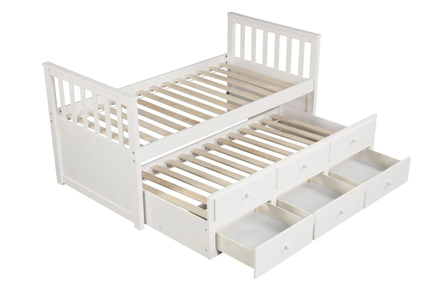 Trudy 3-Piece Twin Captain Bed with Trundle - White