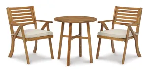 Vallerie 3-Piece Outdoor Table and Chairs Set - Brown