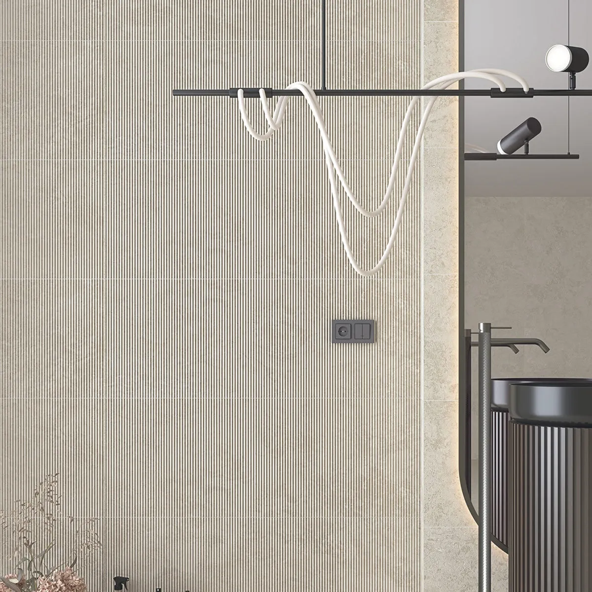 Vives Chelsea Bone Fluted Stone Effect Decor Wall Tile 45x120cm Matt