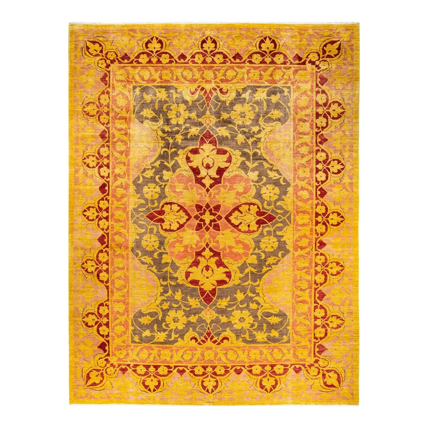 Yellow Transitional Wool Rug - 10'3" x 13'7"