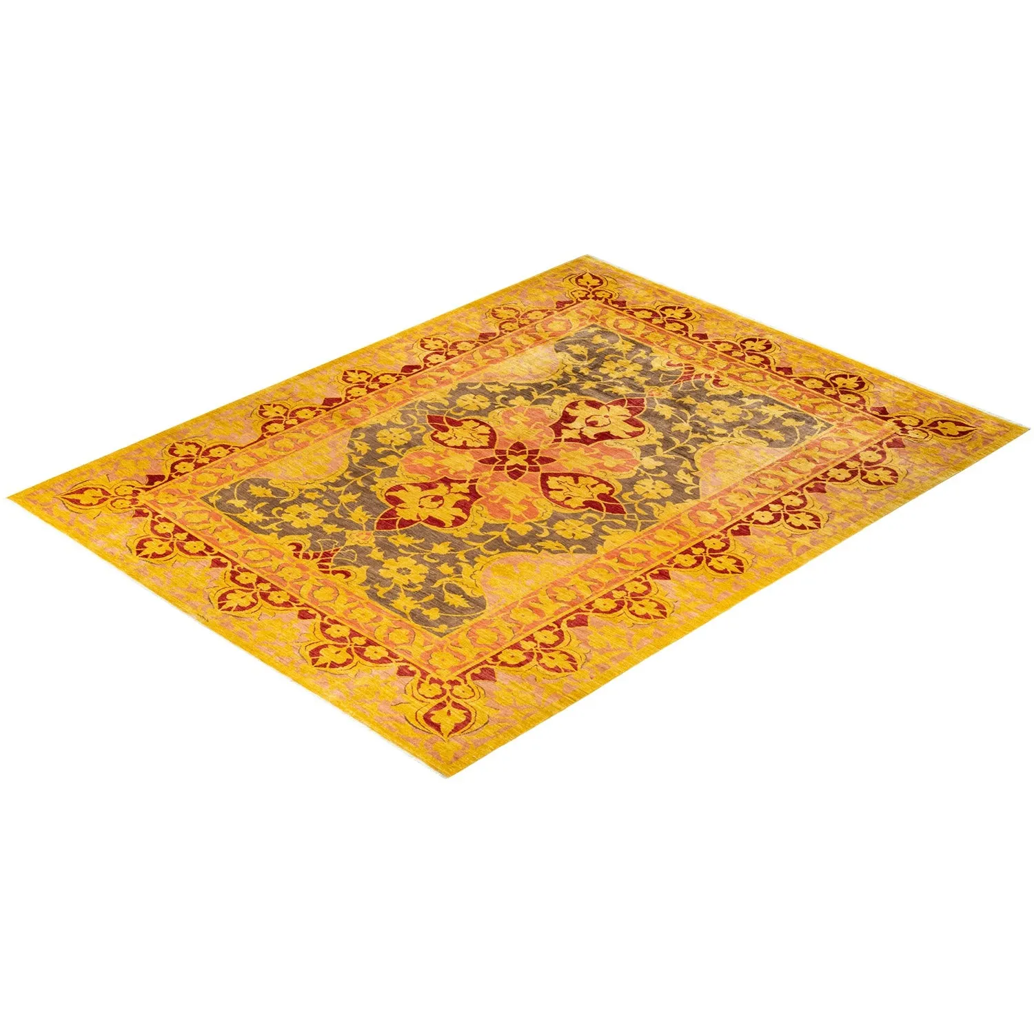 Yellow Transitional Wool Rug - 10'3" x 13'7"